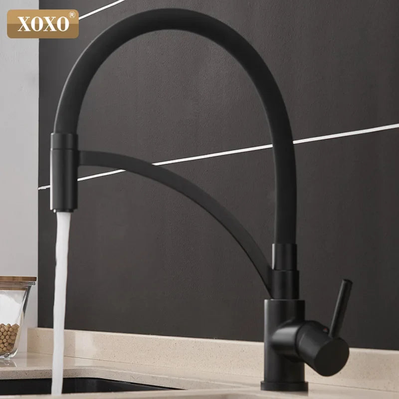 Afralia™ Black Chrome Kitchen Tap Faucet Pull Down Mixer for Sink.