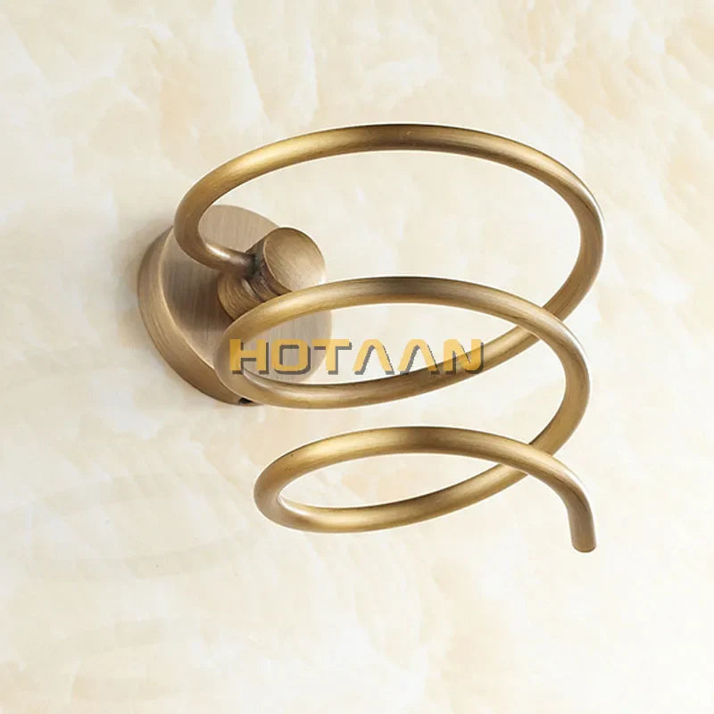 Afralia™ Brass Hair Dryer Holder Stand Rack Shelf - Solid & Anti-Rust