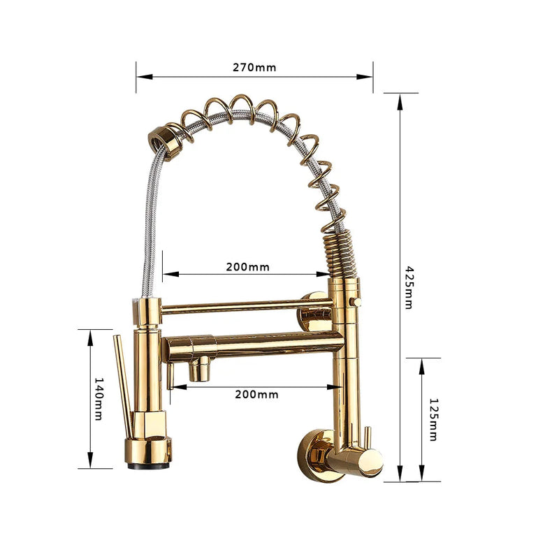 Afralia™ Dual Spouts Kitchen Faucet with Handheld Shower - Wall Mounted Dual Spouts