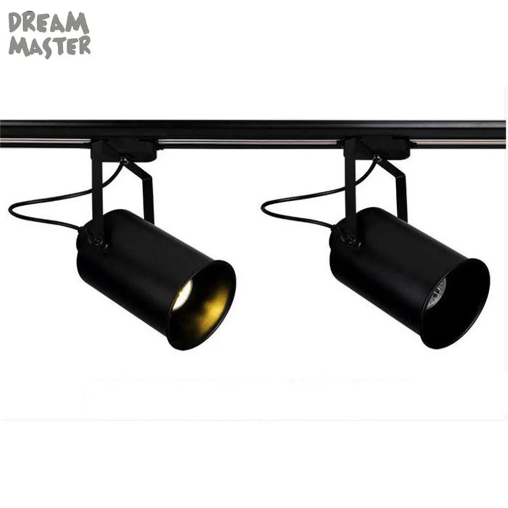Afralia™ Vintage Black Track Spotlights for Clothing Store Ceiling Lighting