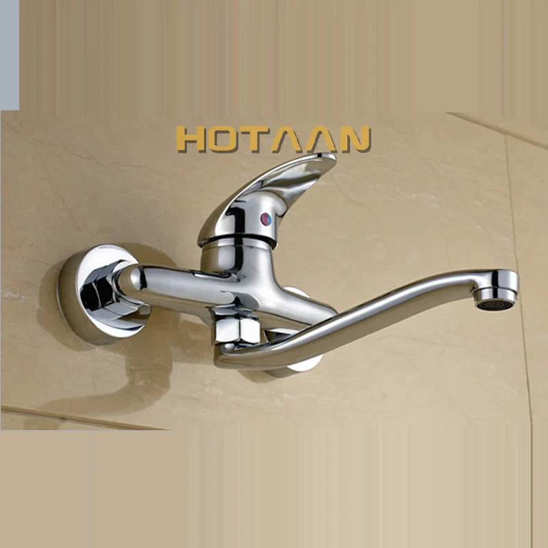 Afralia™ Brass Chrome Dual Hole Kitchen Tap Mixer Faucet for Sink