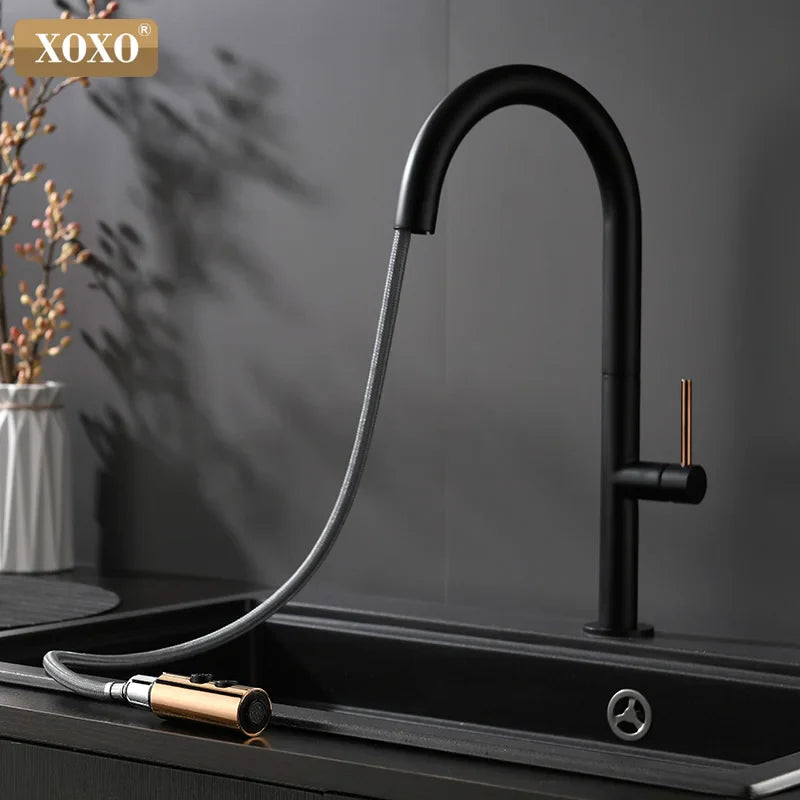 Afralia™ Pull Out Kitchen Faucet Cold Hot Mixer Tap Single Holder Sink Faucet