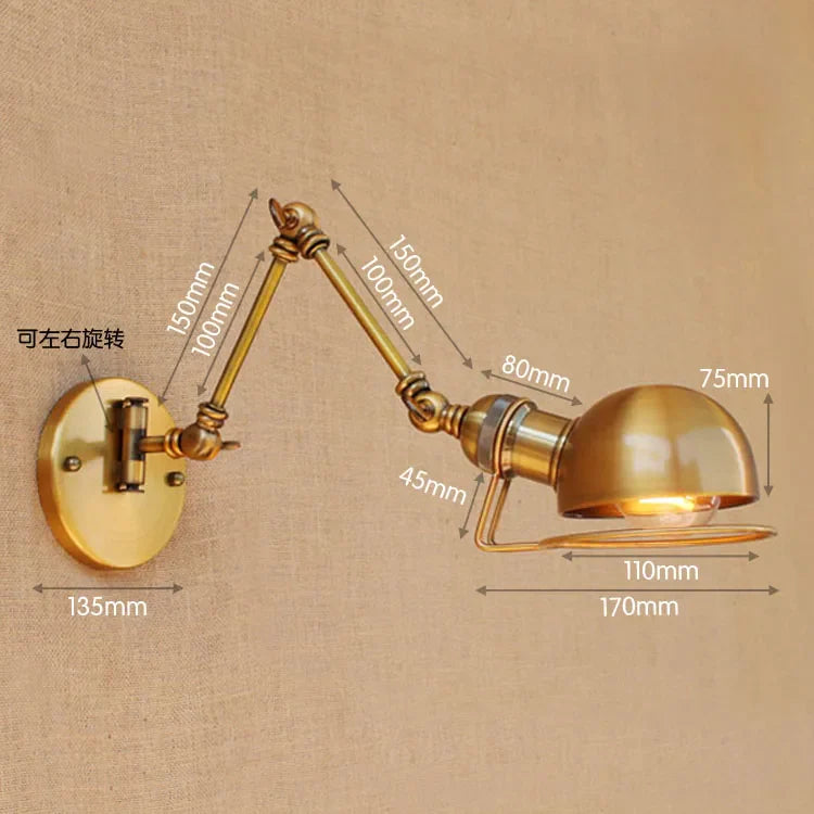 Afralia™ Retro Swing Arm Wall Sconce - Vintage Edison Style Wall Lamp