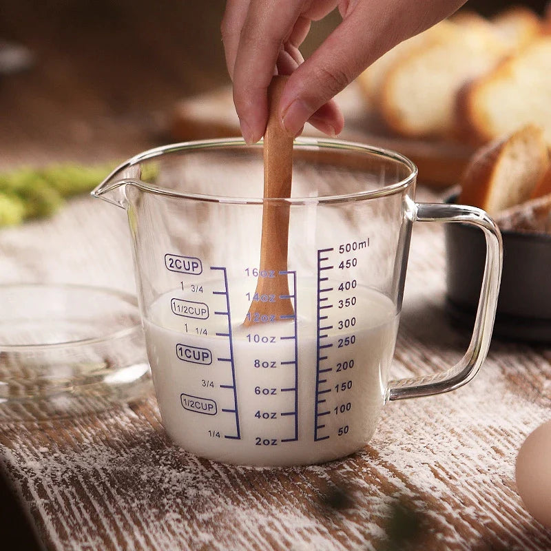 Glass Measuring Cup by Afralia™ - Heat Resistant Milk Jug Tea Coffee Pitcher