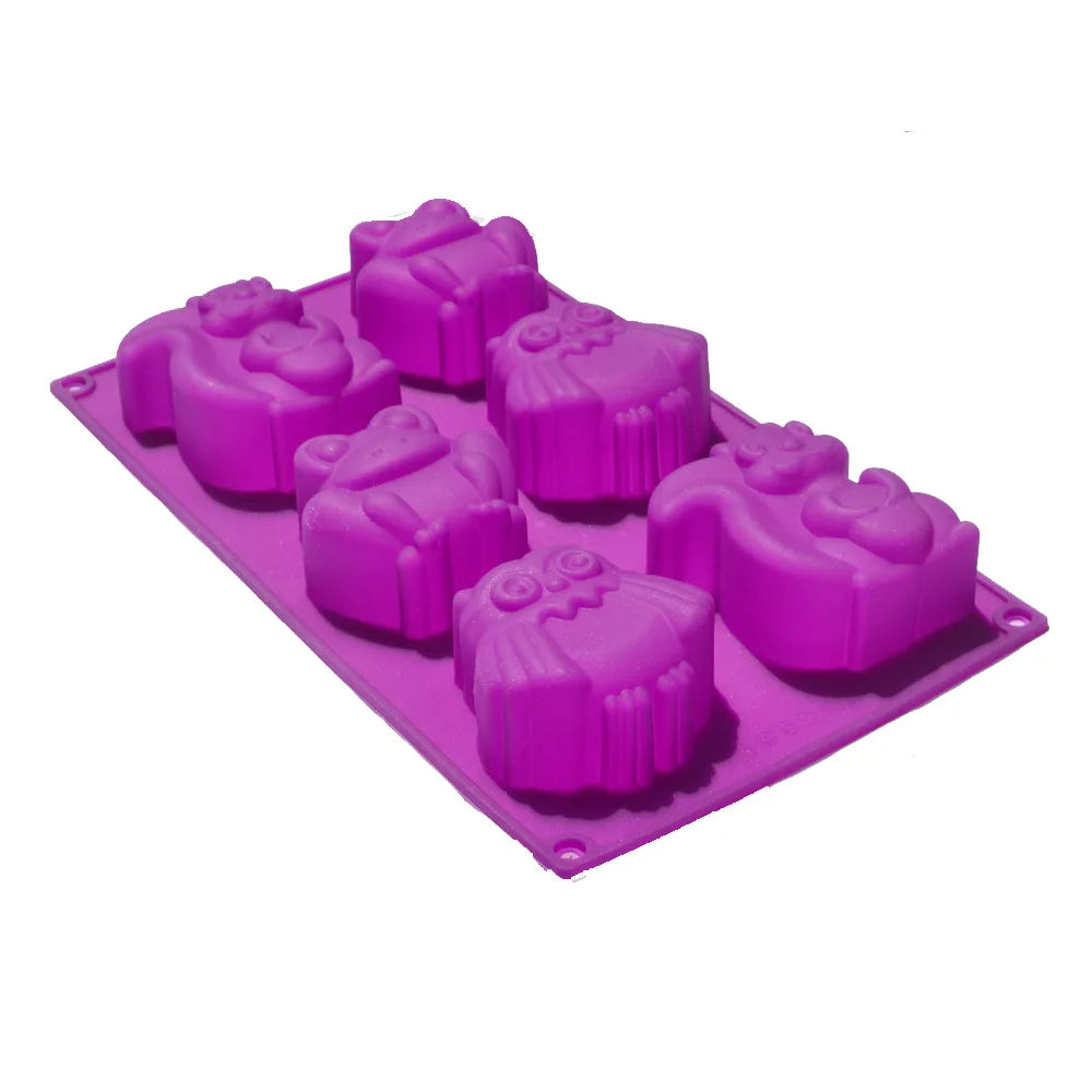 Afralia™ Cartoon Animal Silicone Cake Mould - Creative DIY Owl Squirrel Model Bakeware