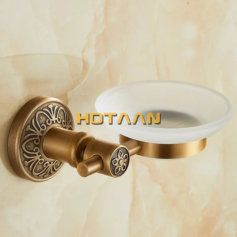 Afralia™ Antique Brass Wall Mounted Soap Dish - Bathroom Glass Holder