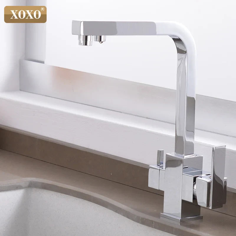 Afralia™ Chrome Filter Kitchen Faucet Drinking Water Cold Hot Single Hole Mixer Tap