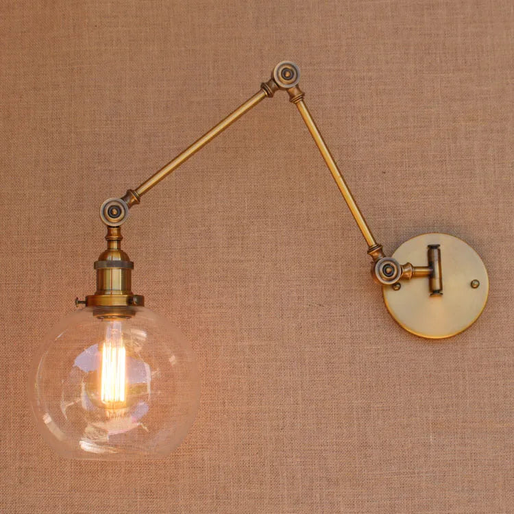 Afralia™ Vintage Brass Long Arm Wall Lamp for Industrial Loft Style Décor