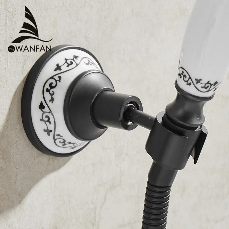 Afralia™ Black Brass Swivel Handheld Shower Mount Bracket Holder - Bathroom Accessory