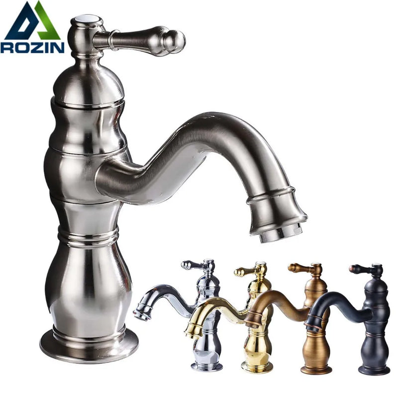 Afralia™ Brushed Nickel Basin Faucet with Long Spout - Deck Mounted Single Handle Mixer