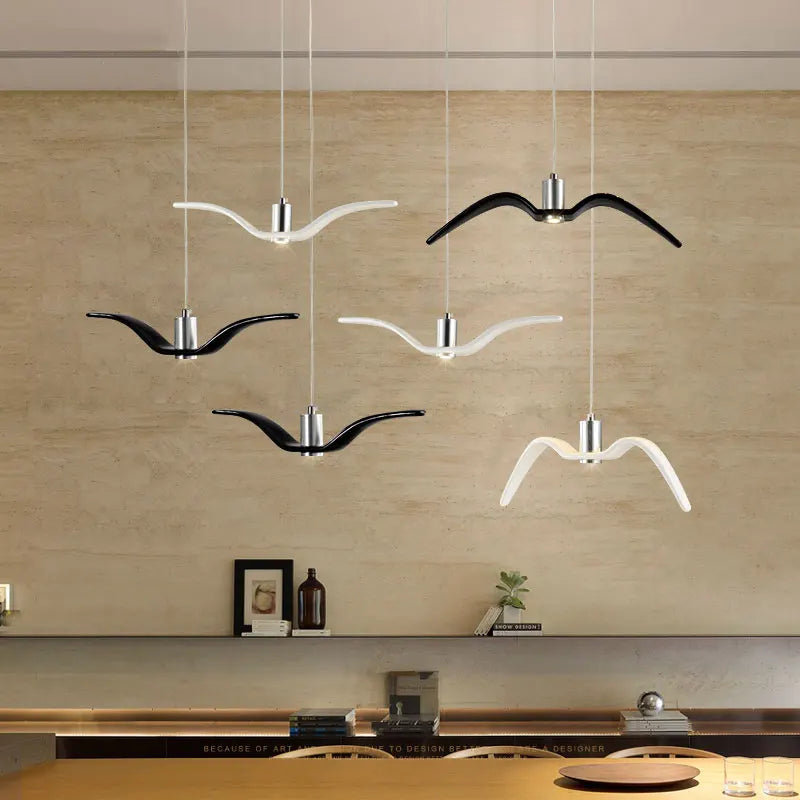 Afralia™ Seagull Chandelier LED Pendant Light for Kitchen Dining Room Nordic Design