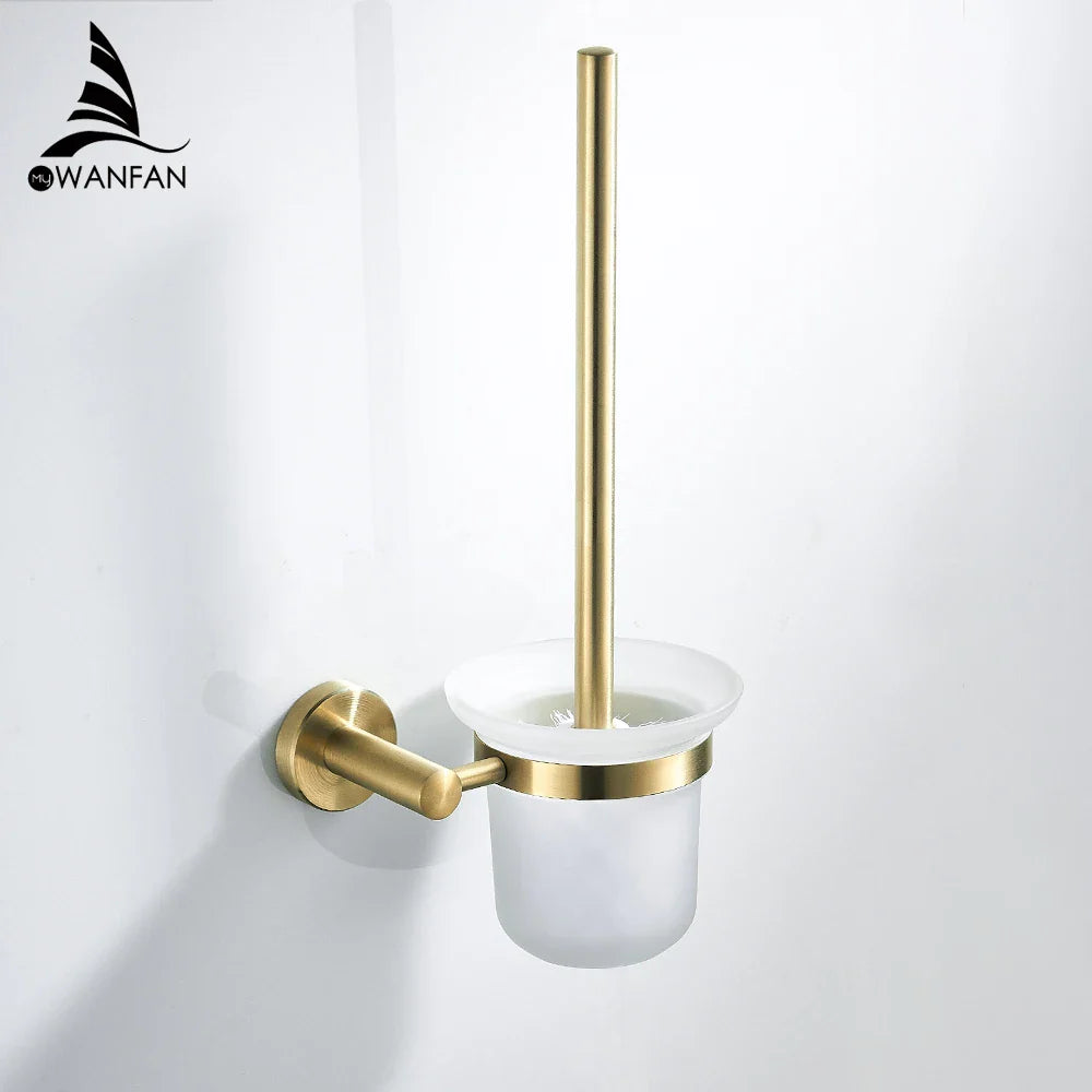 Afralia™ Golden Swan Bath Hardware Set: Towel Rack, Toilet Paper Holder, Tissue Roll Holder