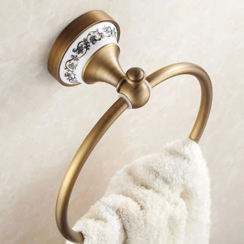Afralia™ Antique Bronze Towel Ring – Solid Brass Wall Mounted Holder for Bathroom