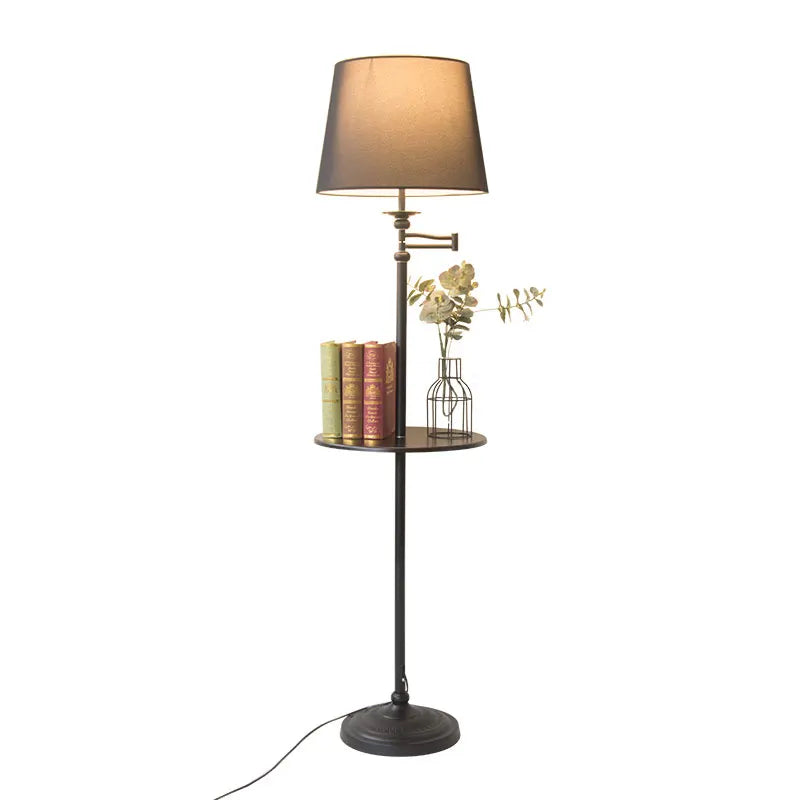 Afralia™ Wooden Floor Lamp: Nordic Style Storage Tray Vertical Lamp for Living Room, Bedroom, Study