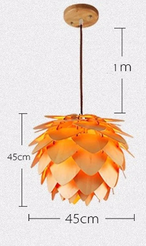 Afralia™ Wooden Pinecone Chandelier Pendant Lamp for Kitchen, Dining, Restaurant, Bar