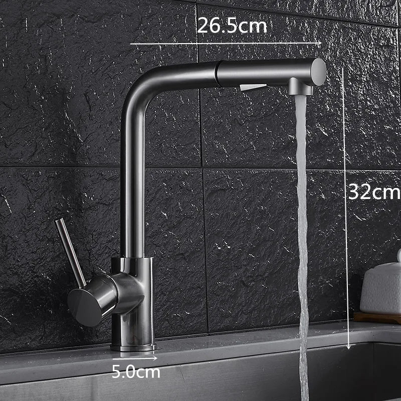 Afralia™ Brass Brushed Nickel Kitchen Faucet High Arch Swivel Pull Out Spray Mixer Tap