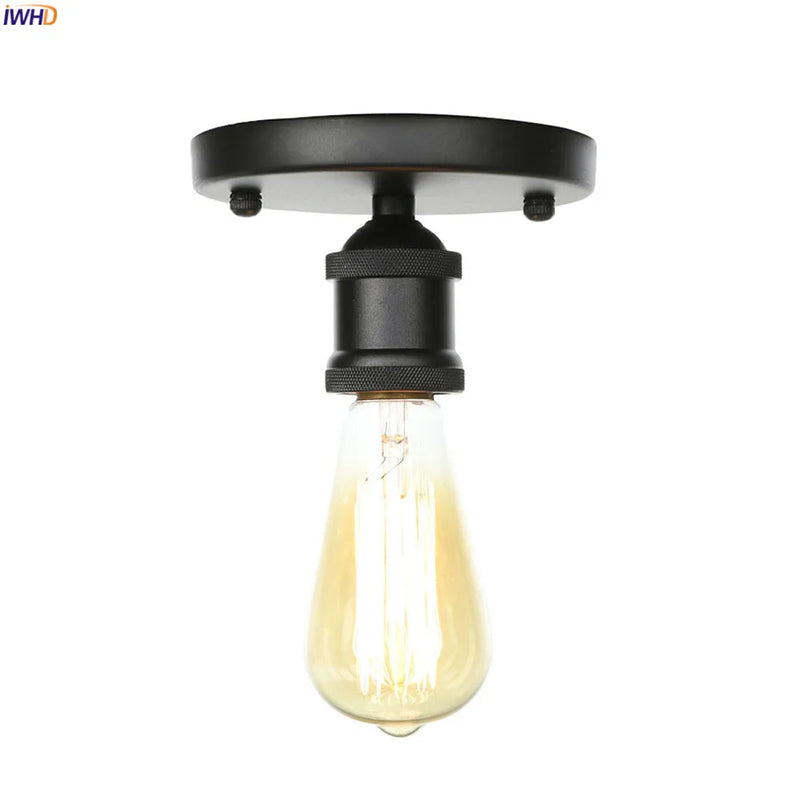 Afralia™ Black Metal Vintage Edison Ceiling Lamps for Industrial Living Room Decor