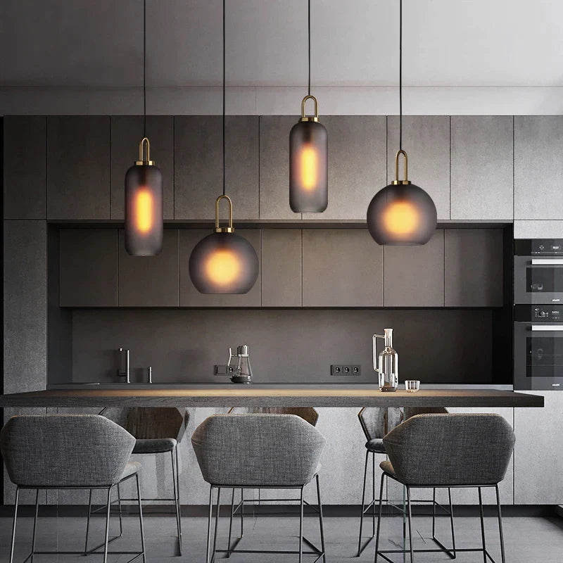 Afralia™ Glass Ball Pendant Lights for Living Room, Dining Room, Bar - Luxury Industrial Style