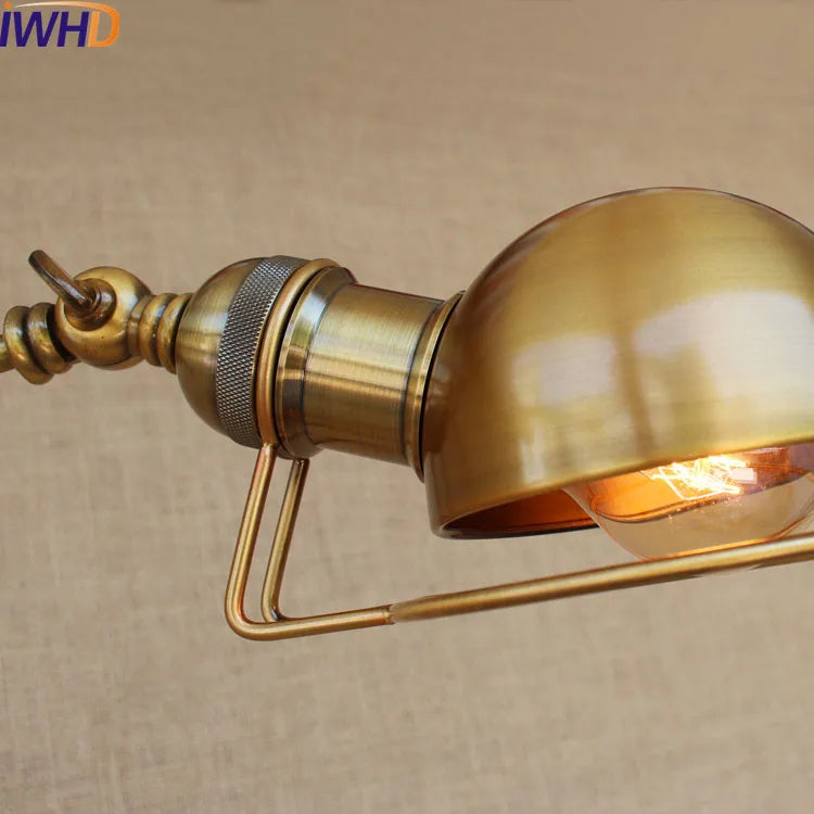 Afralia™ Gold Swing Arm LED Wall Lamp Retro Loft Industrial Sconce