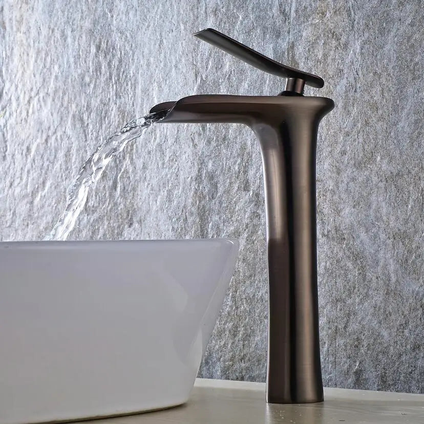 Afralia™ White Basin Faucet - Luxury Waterfall Tall Mixer Tap for Bathroom Sink