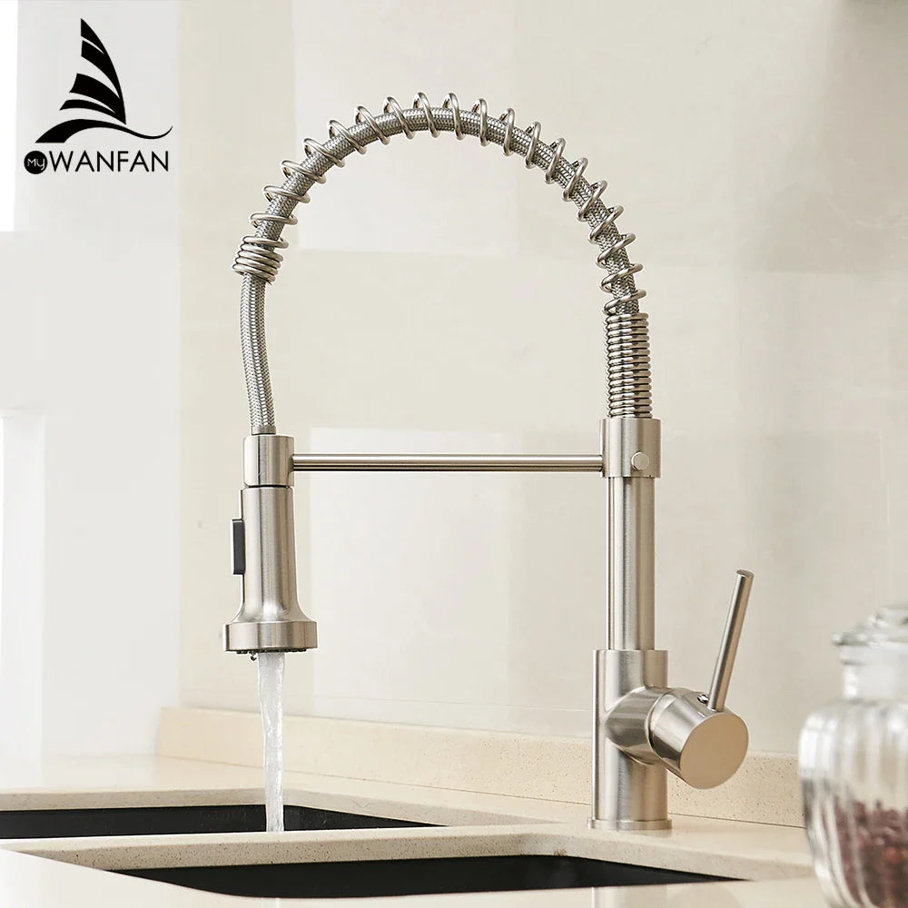 Afralia™ Matte Black Spring Spout Kitchen Sink Faucet Single Lever Mixer Tap 9009