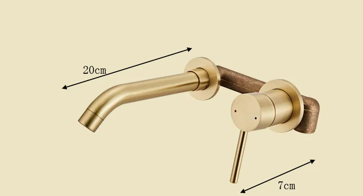 Afralia™ Gold Brass In-Wall Basin Faucet Mixer Tap for Hot Cold Bathroom Sink