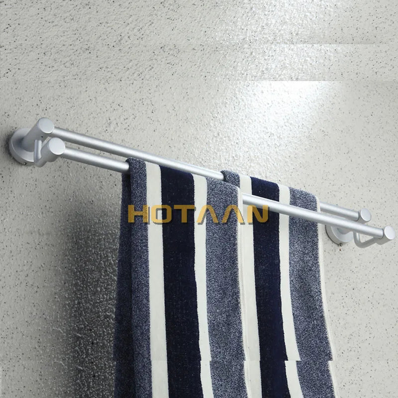 Afralia™ Double Towel Bar: High Quality Aluminium Round Towel Holder for Bathroom