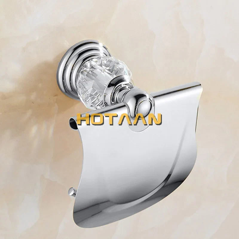 Afralia™ Crystal Chrome Toilet Paper Holder - Wall Mount Paper Towel Rack