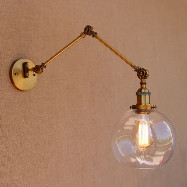 Afralia™ Antique Brass Loft Industrial Wall Lamp Swing Arm Sconce