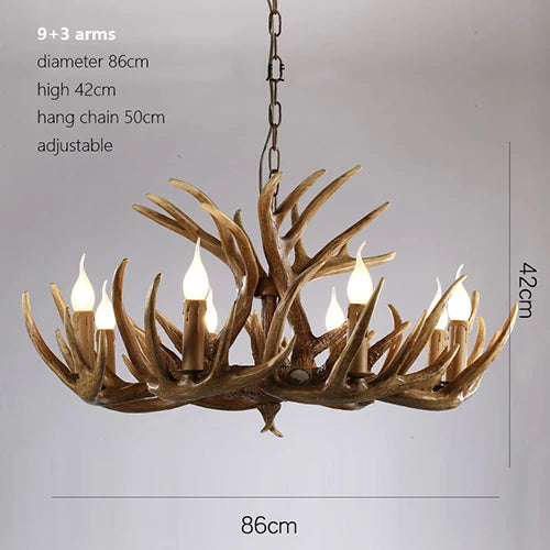 Afralia™ Deer Antler Chandelier: American Retro Resin Horn Lamps for Rustic Home Decor