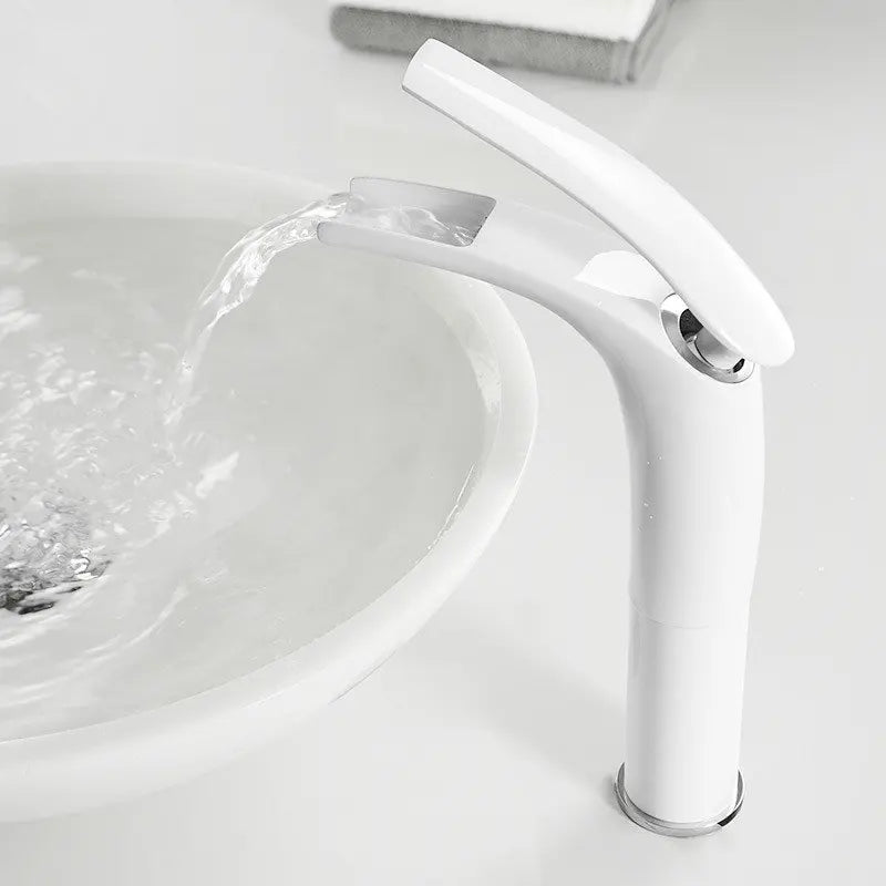 Black & White Afralia™ Solid Brass Waterfall Basin Faucet for Stylish Bathroom Sink