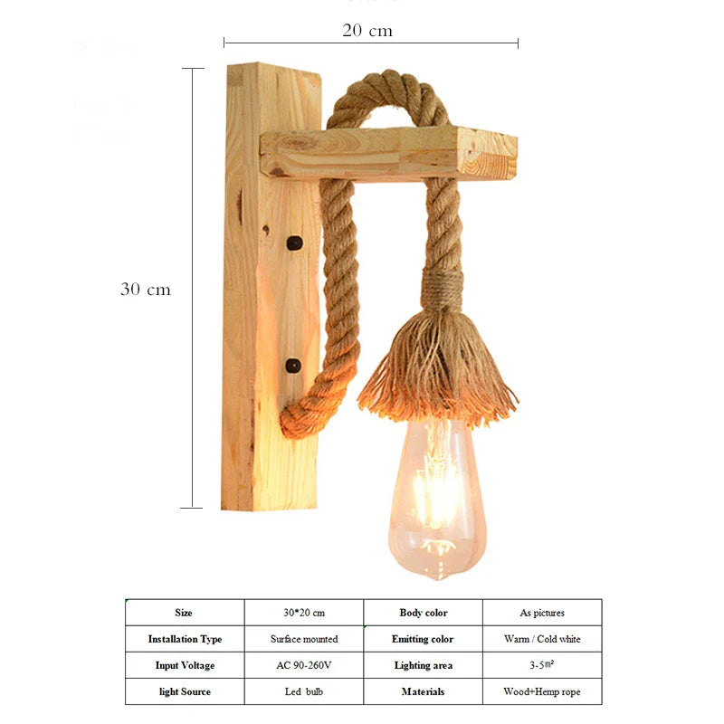 Afralia™ Industrial Vintage Wall Lamp LED Wooden Wall Lights Interior