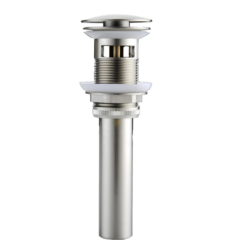 Afralia™ Brushed Nickel Faucet Vanity Sink Pop-up Drain Stopper Overflow Drainer