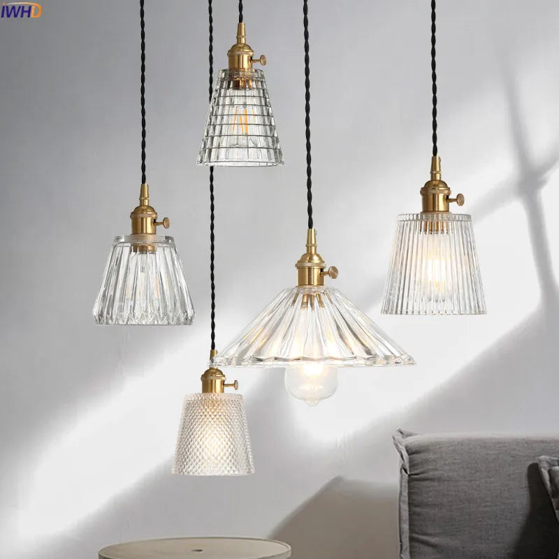 Nordic Copper Glass LED Pendant Light by Afralia™ - Vintage Lamp for Bar Dinning Room