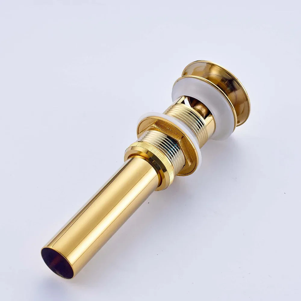 Afralia™ Golden Brass Vintage Bathroom Sink Pop Up Drain