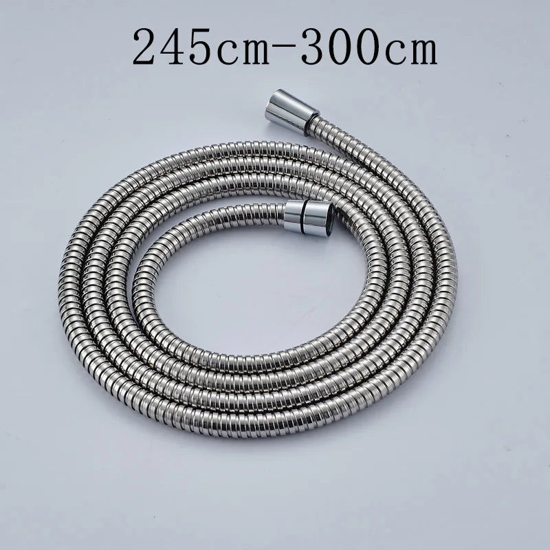 Afralia™ Chrome Stainless Steel Flexible Shower Hose - Bathroom Water Pipe, 1.5/2.45/3m