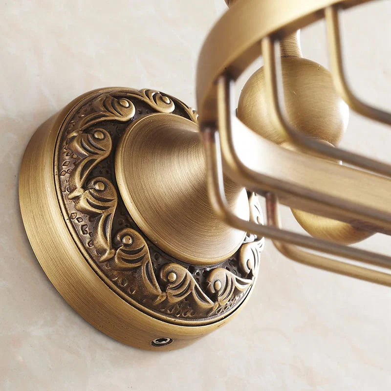 Afralia™ Antique Bronze Brass Crystal Soap Dish Basket Bathroom Accessories