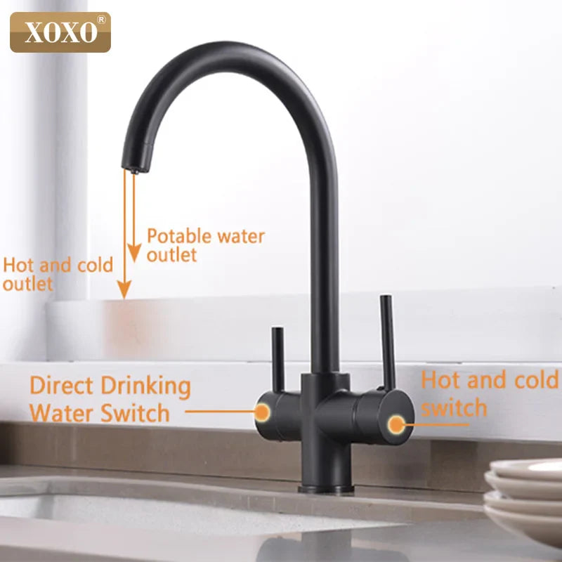 Afralia™ Pure Water Filter Kitchen Faucet Drinking Water Tap 360 Rotation Chrome