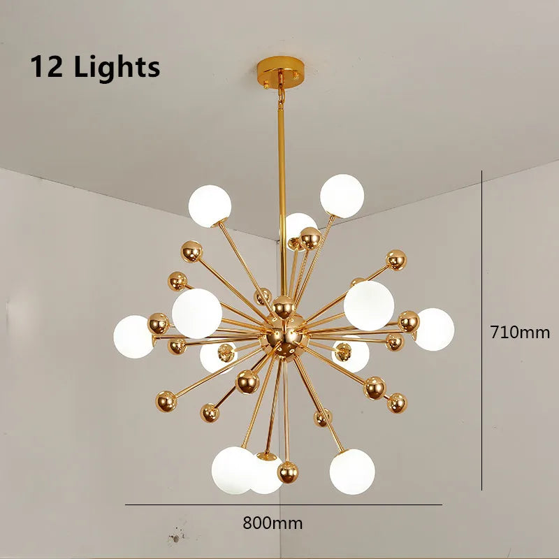 Afralia™ Golden Acrylic Molecule Chandelier: Modern Lighting for Kitchen, Restaurant, or Home