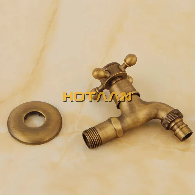 Afralia™ Antique Brass Finish Wall Mount Garden Bibcock Faucet