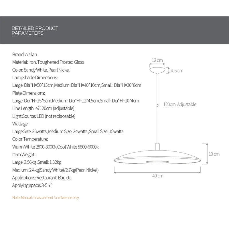 Afralia™ Nordic LED Pendant Light 24W/36W White/Nickle Ceiling Hanging Lamp for Home Décor