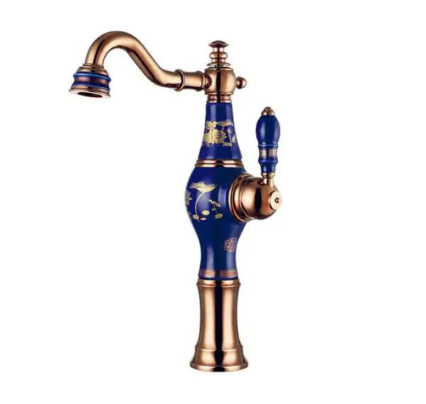 Afralia™ Rose Gold Brass Basin Faucet Set for Kitchen and Bathroom