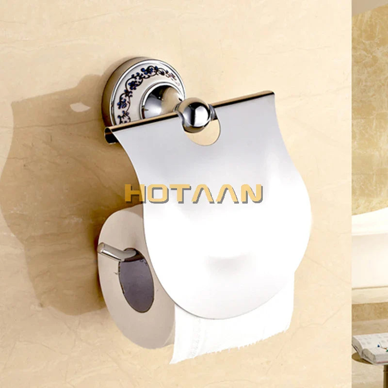 Afralia™ Stainless Steel & Ceramic Bathroom Accessories Set: Robe Hook, Paper Holder, Towel Bar, Towel Ring