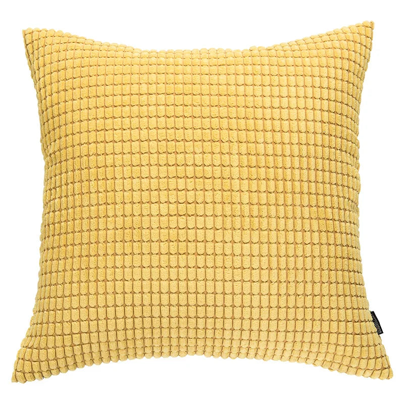 Afralia™ Soft Corn Corduroy Cushion Cover in Grey Blue Yellow White