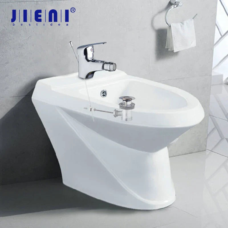 Afralia™ Chrome Bidet Spray Basin Faucet Mixer Taps with Pop Up Drain