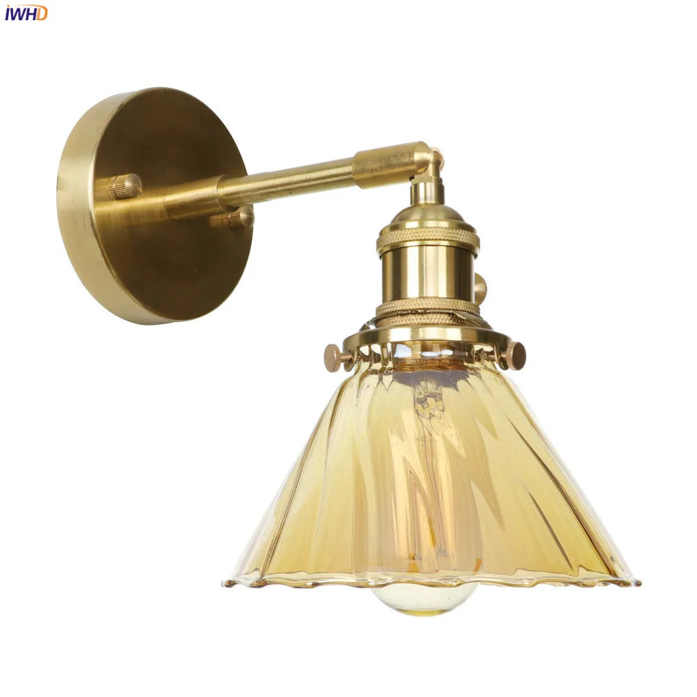 Afralia™ Nordic Glass LED Wall Lights Bedroom Bathroom Mirror Switch Modern Copper Sconce