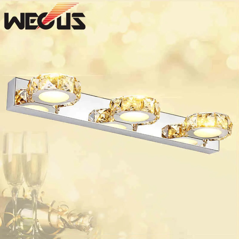 Afralia™ Crystal Bedroom Mirror Light LED Wall Lamps Waterproof IC Driver AC110V / 220V