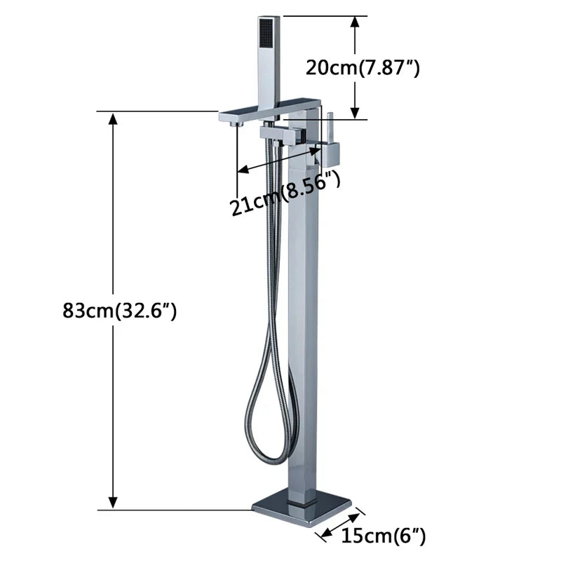 Afralia™ Chrome Floor Mounted Tub Faucet Set with Handshower