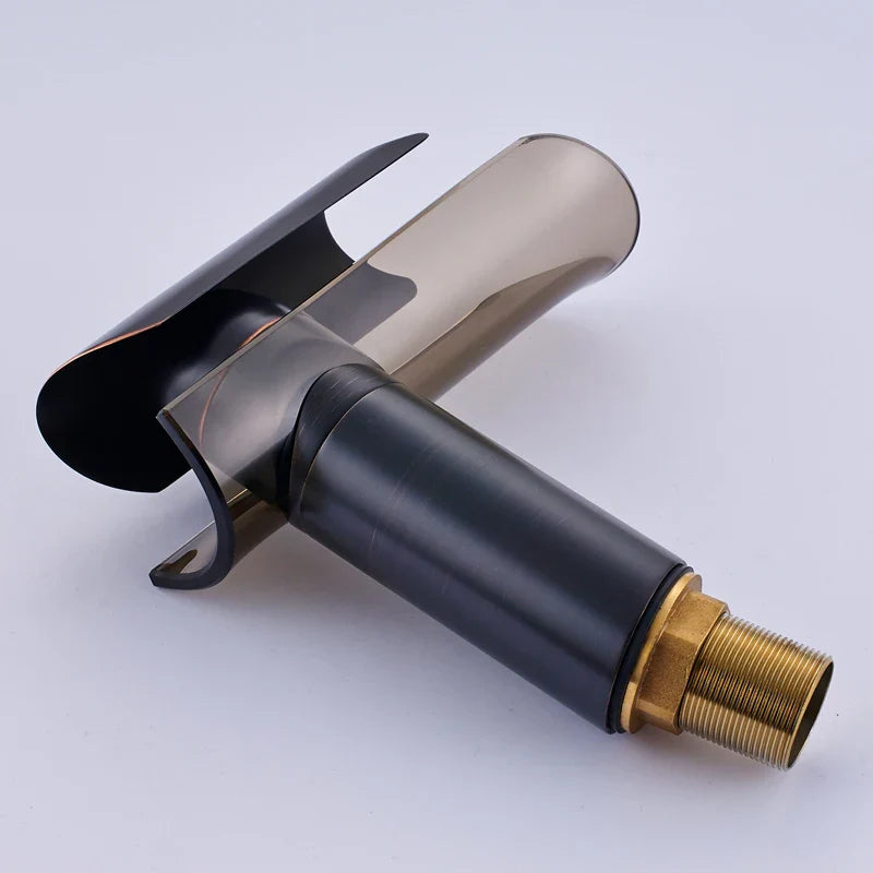 Afralia™ Glass Waterfall Basin Faucet, Deck-Mounted Single Handle Bathroom Mixer Tap