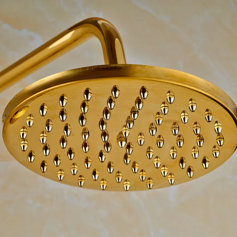 Afralia Golden Shower Mixer Taps with 8" Rainfall Shower Head and Handshower